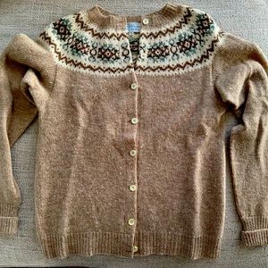 Vintage women’s Brooks, brother fairisle, Shetland cardigan sweater - small